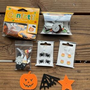 Halloween Confetti, glitter, wasabi tape, and buttons